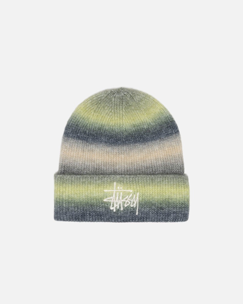 Bonnet Stussy Cuff Spray Stripe Vert Clair Multicolore | IRY-08908152