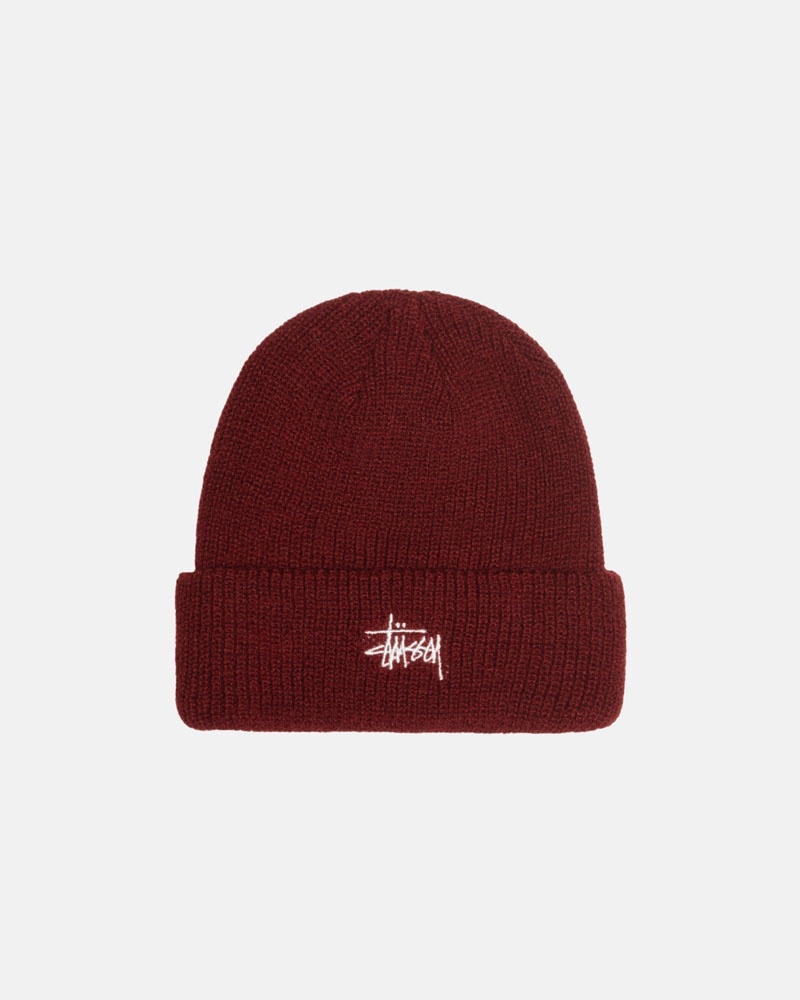 Bonnet Stussy Cuff Basic Rouge Foncé | TQO-94931174