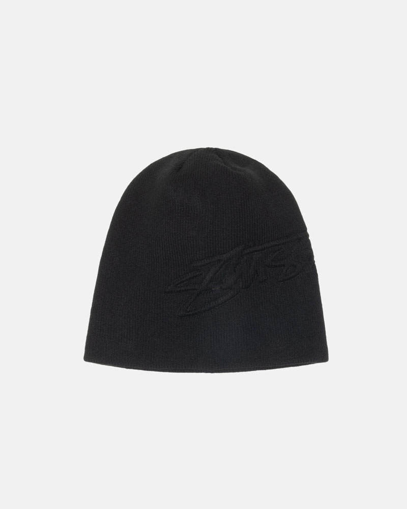 Bonnet Stussy Skullcap Embossed Smooth Stock Noir | SCK-79918140