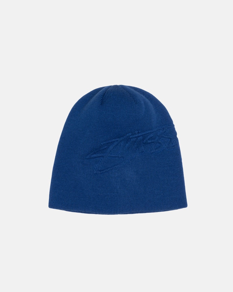 Bonnet Stussy Skullcap Embossed Smooth Stock Bleu Royal | JAU-76146050