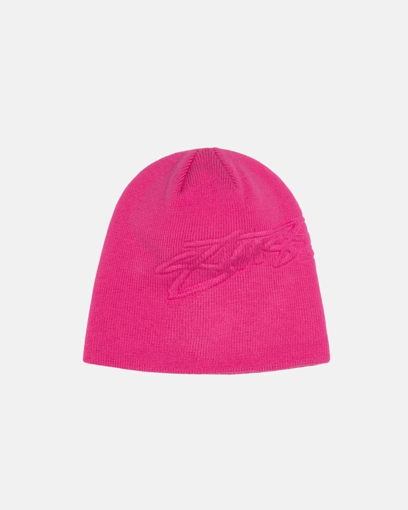 Bonnet Stussy Skullcap Embossed Smooth Stock Rose | NYU-64017207