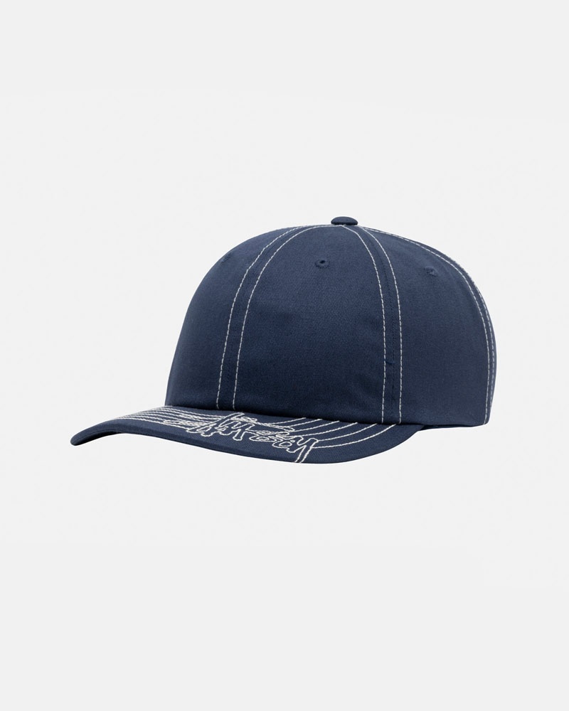 Casquette Stussy Low Pro Basic Stitch Strapback Bleu Marine | DUK-63755424