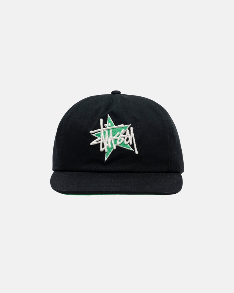 Casquette Stussy Mid-Depth Basic Star Strapback Noir | GJA-78062668