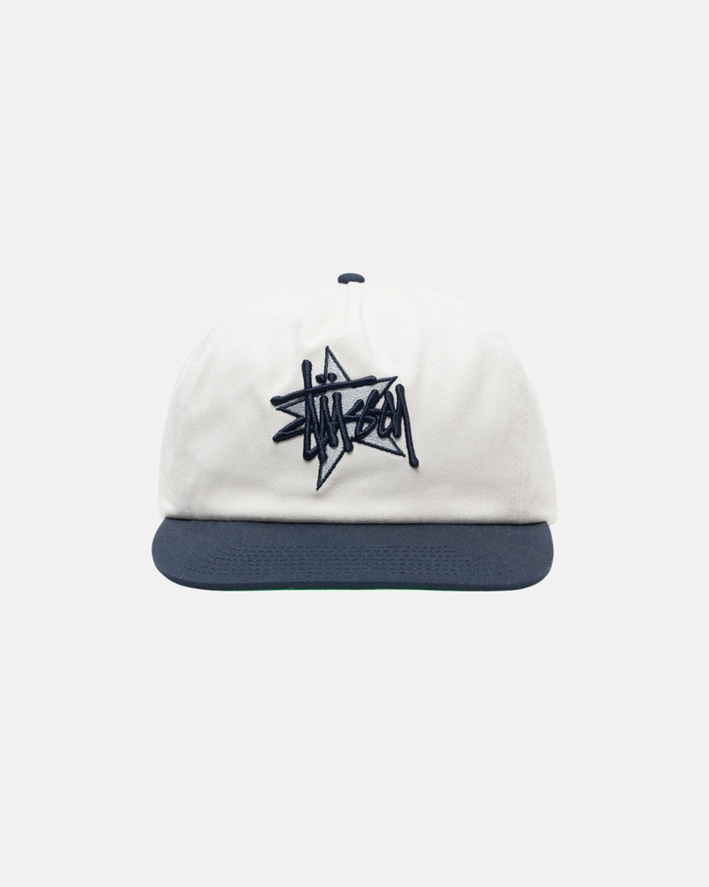 Casquette Stussy Mid-Depth Basic Star Strapback Blanche | JQP-39390101