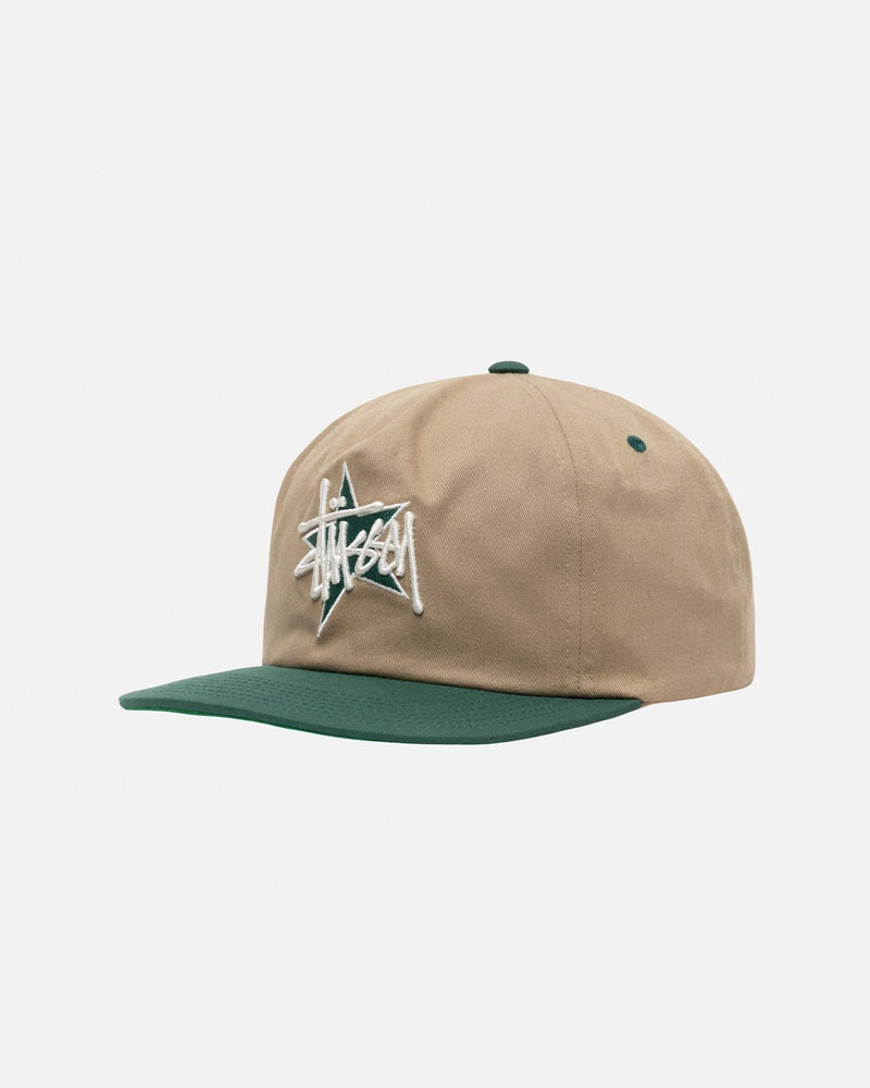 Casquette Stussy Mid-Depth Basic Star Strapback Kaki | WVN-19899228