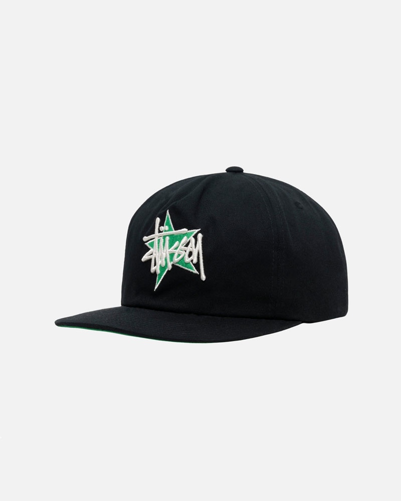 Casquette Stussy Mid-Depth Basic Star Strapback Noir | GJA-78062668