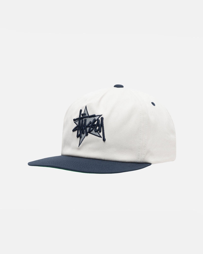 Casquette Stussy Mid-Depth Basic Star Strapback Blanche | JQP-39390101