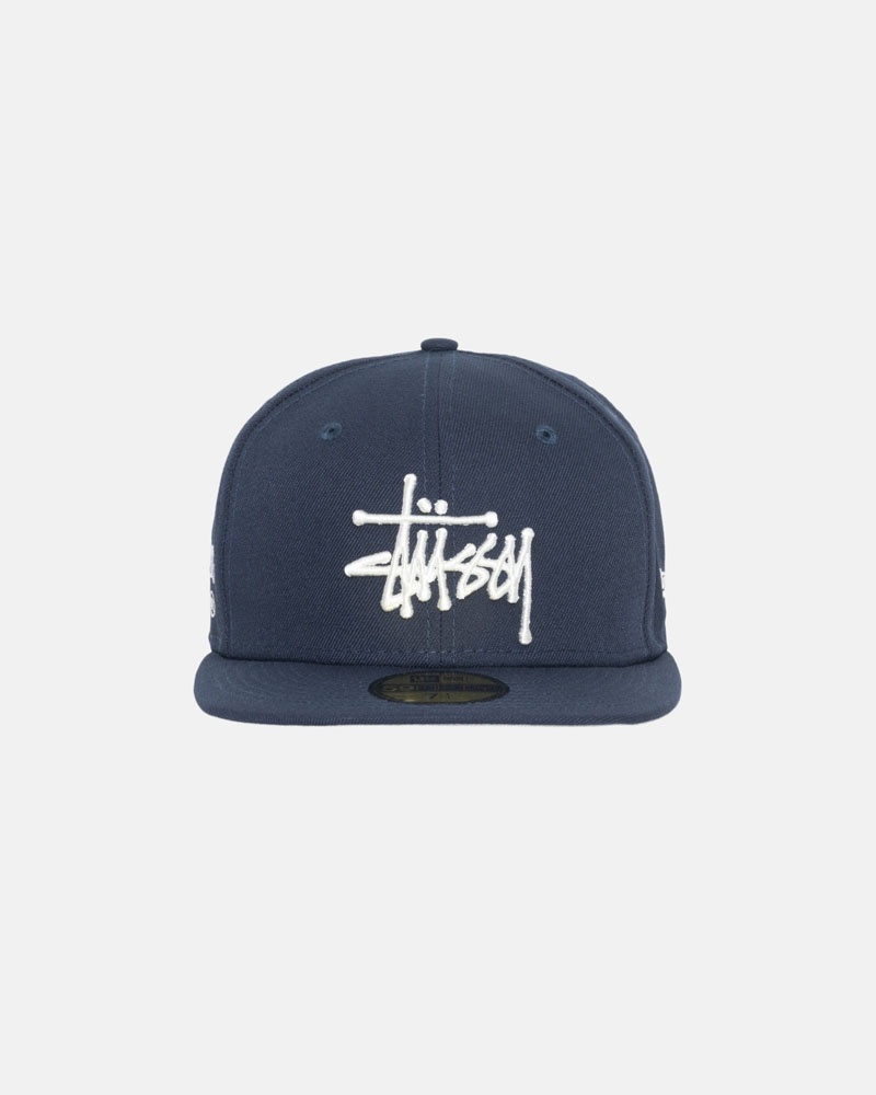 Casquette Stussy New Era 59Fifty Authentic Bleu Marine | QFD-69078315