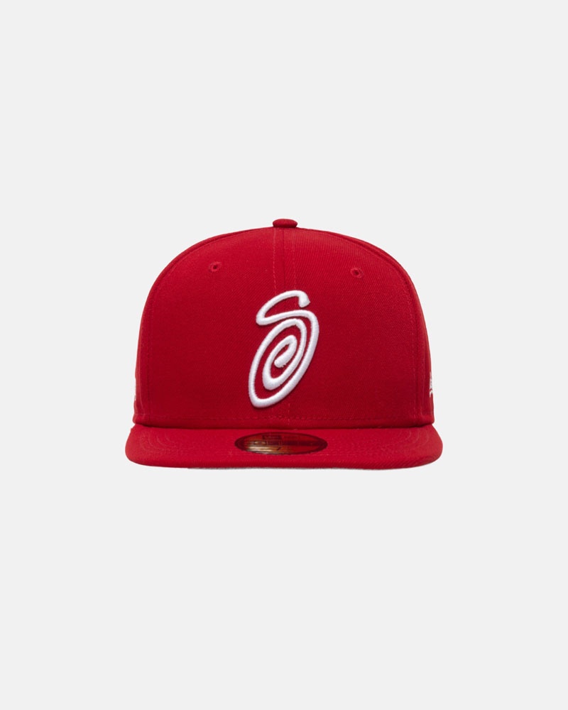 Casquette Stussy New Era 59Fifty Curly S Rouge | EQP-33153098