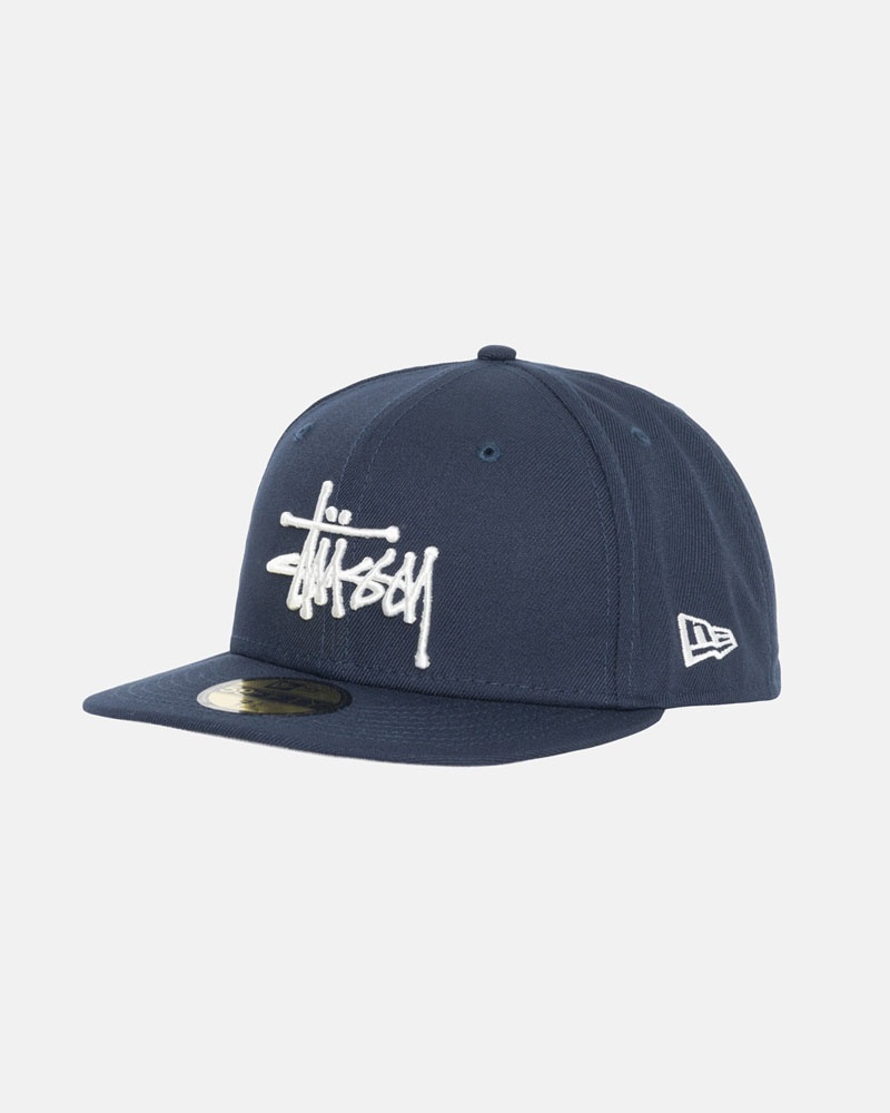 Casquette Stussy New Era 59Fifty Authentic Bleu Marine | QFD-69078315