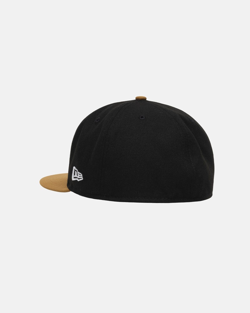 Casquette Stussy New Era 59Fifty Curly S Noir Doré | DVO-57068029