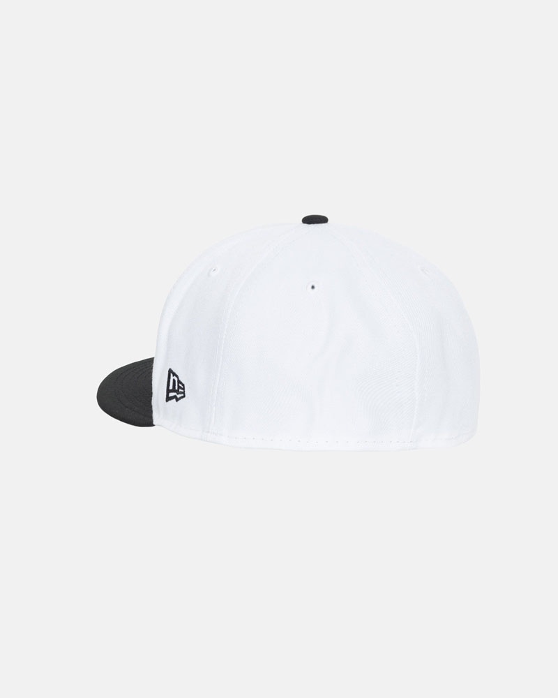 Casquette Stussy New Era 59Fifty Curly S Blanche Noir | NKX-76920155