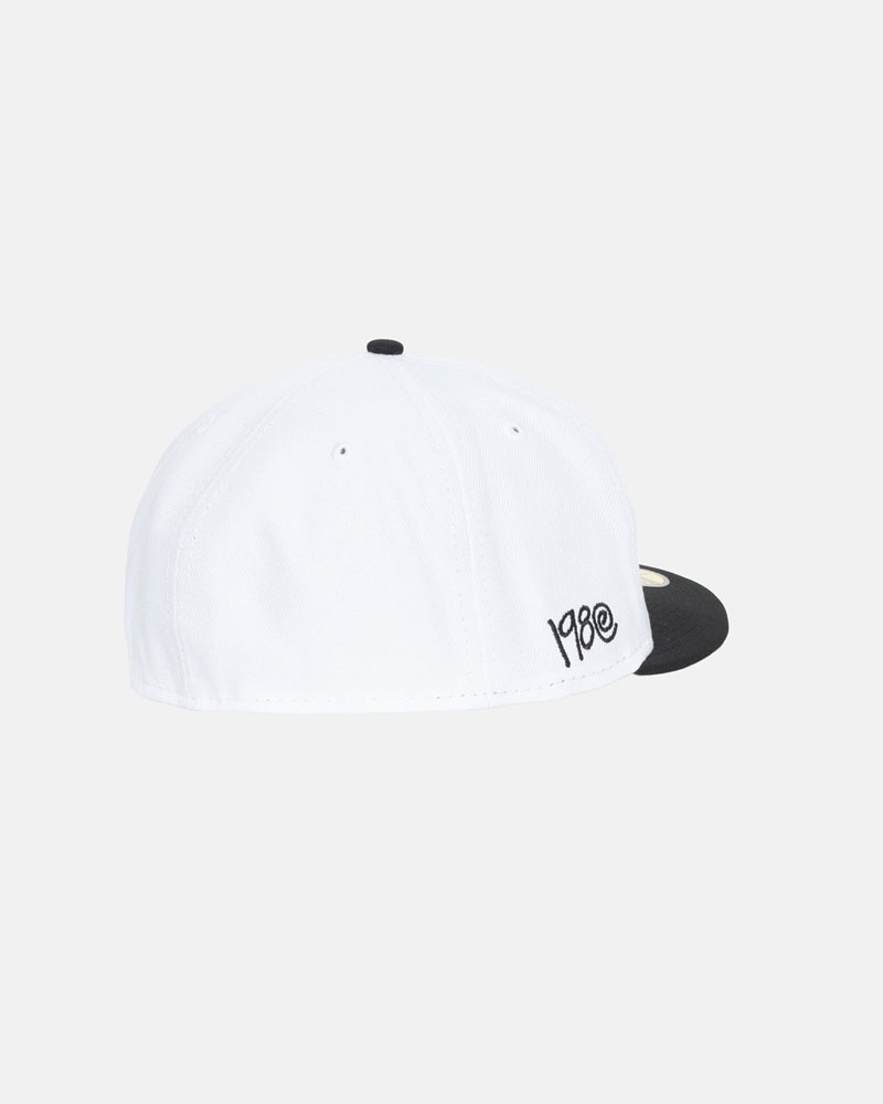 Casquette Stussy New Era 59Fifty Curly S Blanche Noir | NKX-76920155