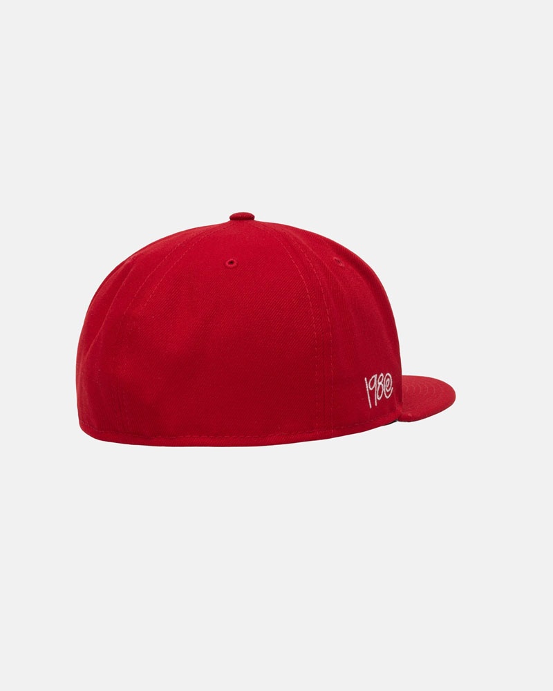 Casquette Stussy New Era 59Fifty Curly S Rouge | EQP-33153098