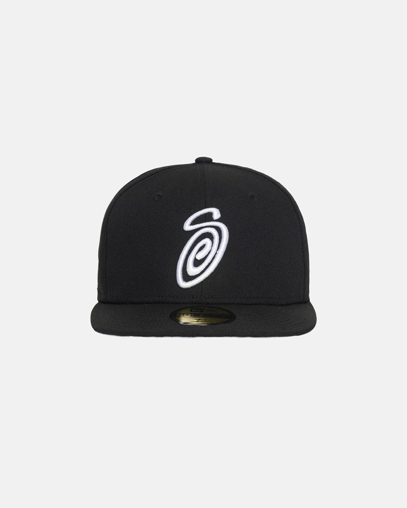 Casquette Stussy New Era 59Fifty Curly S Noir | GQH-03102637