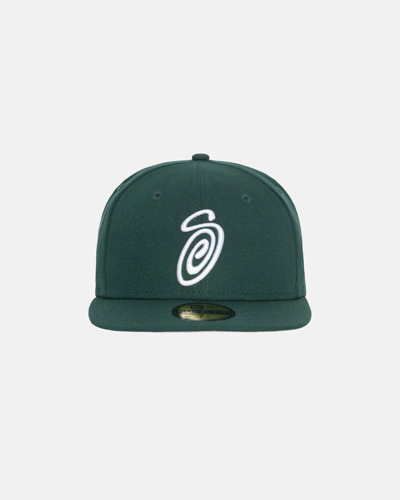 Casquette Stussy New Era 59Fifty Curly S Vert | JAT-46160442