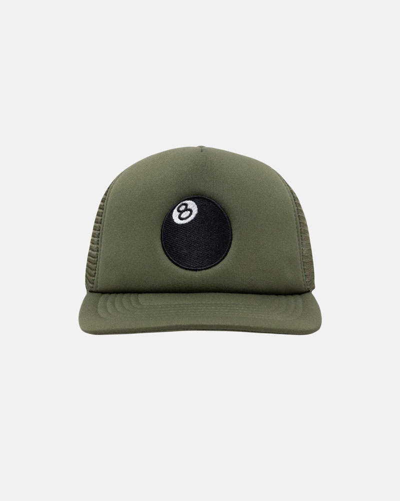 Casquette Stussy Trucker 8 Ball Snapback Vert Olive | YJL-98493974