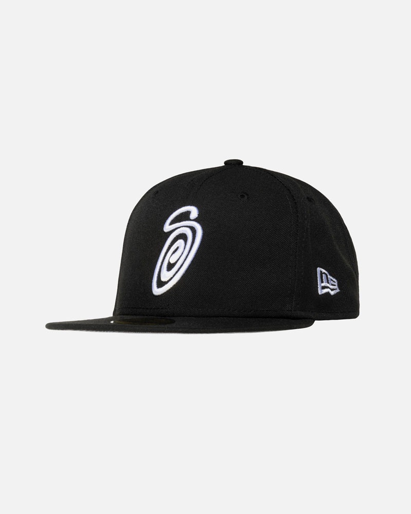 Casquette Stussy New Era 59Fifty Curly S Noir | GQH-03102637