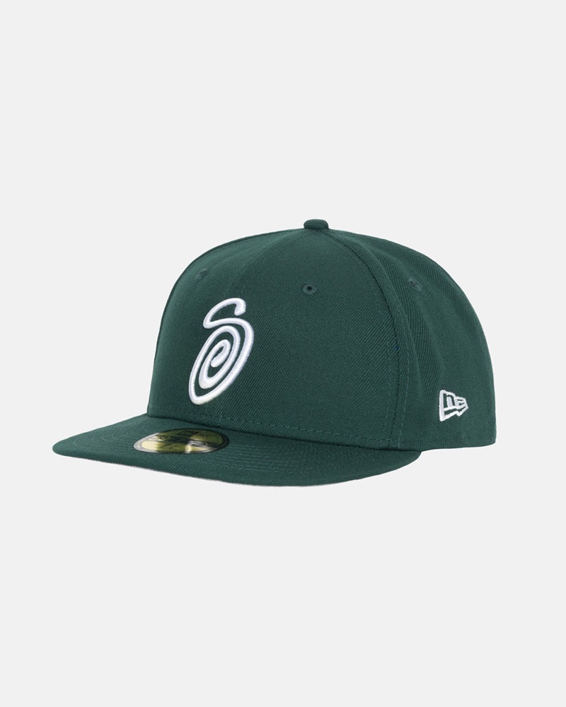 Casquette Stussy New Era 59Fifty Curly S Vert | JAT-46160442