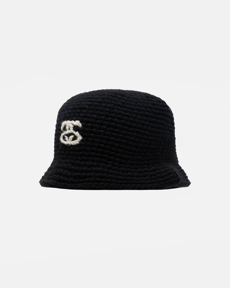 Chapeau Stussy Bucket SS Link Knit Noir | ZYH-30579538