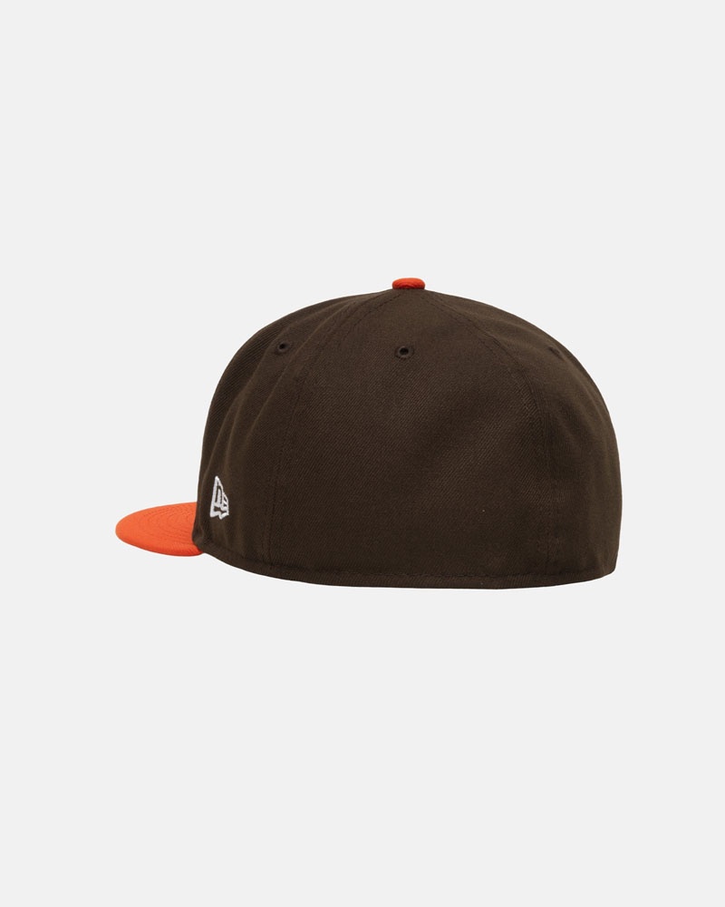 Casquette Stussy New Era 59Fifty Curly S Marron Orange | GRW-74942911