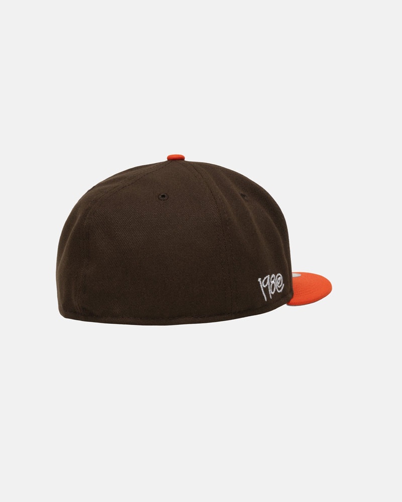 Casquette Stussy New Era 59Fifty Curly S Marron Orange | GRW-74942911