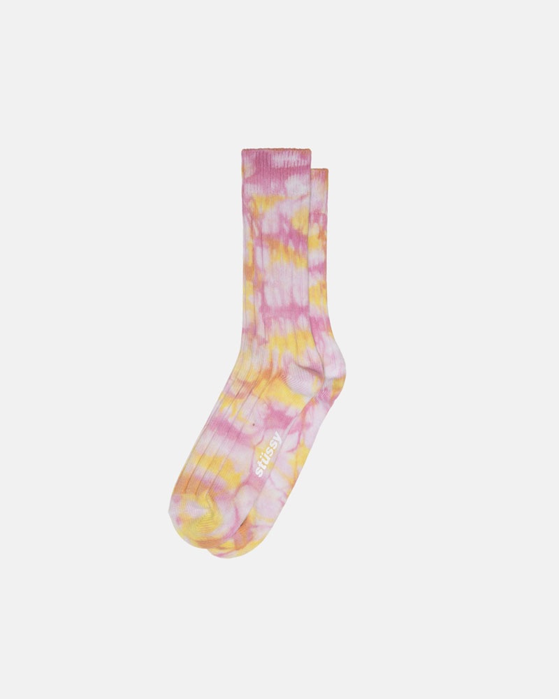 Chaussette Stussy Multi Dyed Nervuré Rose | OII-35330966