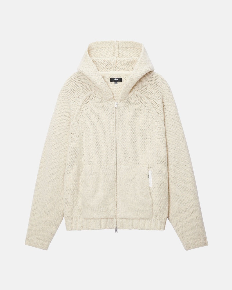 Sweat a Capuche Stussy Chunky Knit Zip Blanche | LQH-11459298