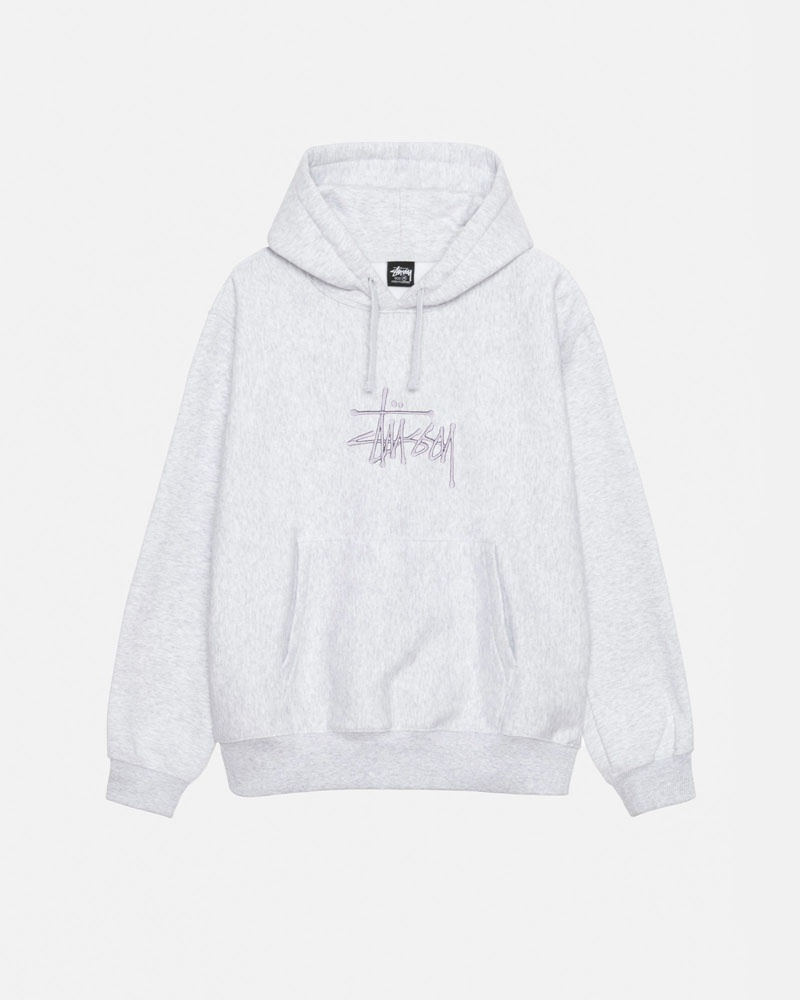 Sweat a Capuche Stussy Basic Applique Grise | XIR-55982795