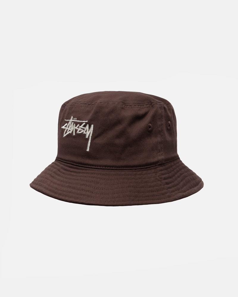 Chapeau Stussy Bucket Big Stock Chocolat | VRS-52905892