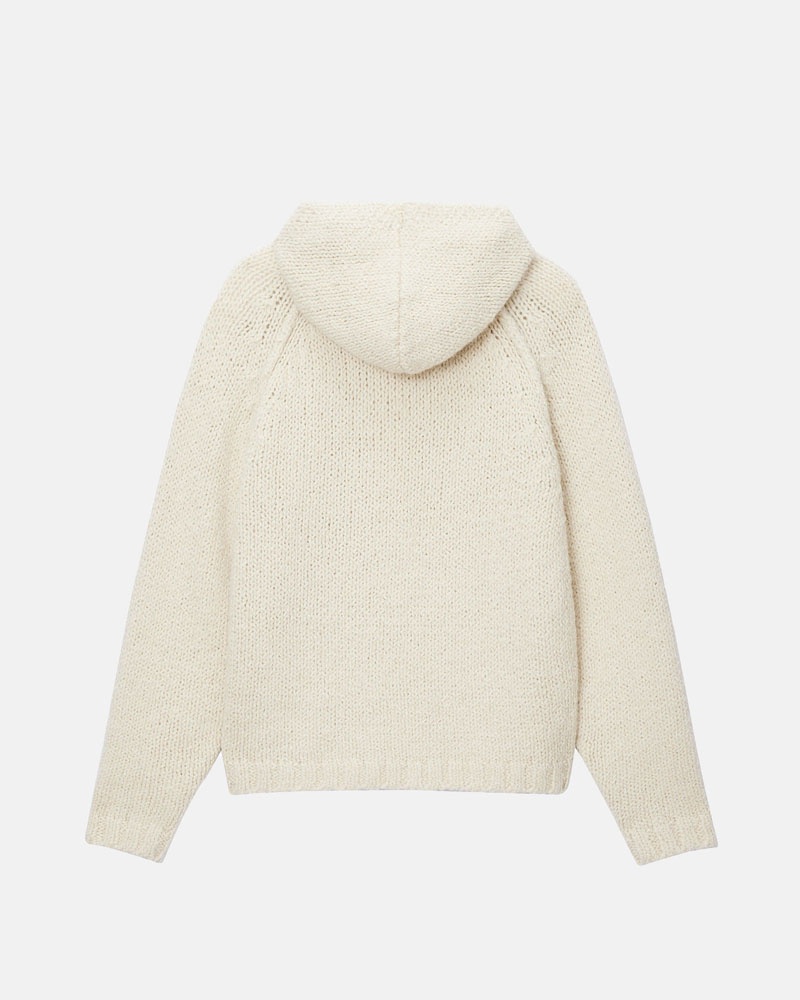 Sweat a Capuche Stussy Chunky Knit Zip Blanche | LQH-11459298