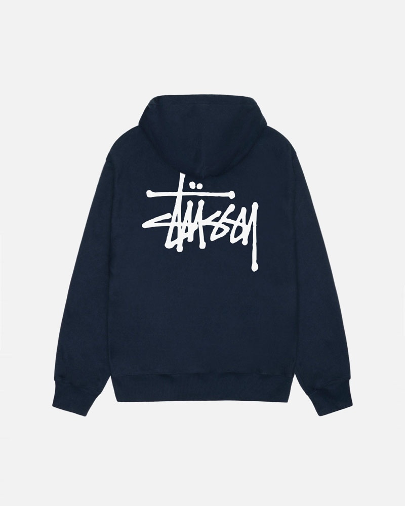 Sweat a Capuche Stussy Basic Stüssy Bleu Marine | HBV-19722579