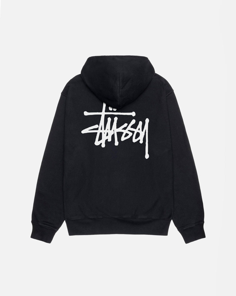 Sweat a Capuche Stussy Basic Stüssy Pigment Dyed Noir | JJE-79317438