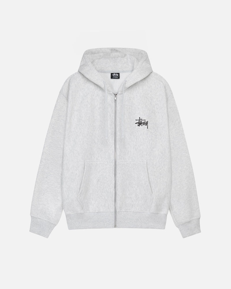 Sweat a Capuche Stussy Basic Stüssy Zip Grise | LID-19372080