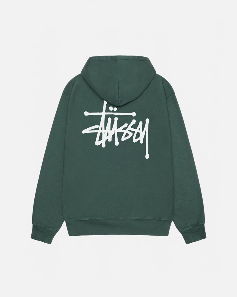 Sweat a Capuche Stussy Basic Stüssy Pigment Dyed Vert | PUZ-06210882