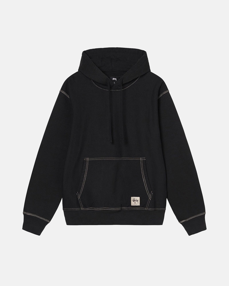 Sweat a Capuche Stussy Contrast Stitch Label Noir | KZD-47933677