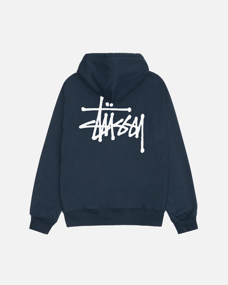 Sweat a Capuche Stussy Basic Stüssy Zip Bleu Marine | COW-19345867