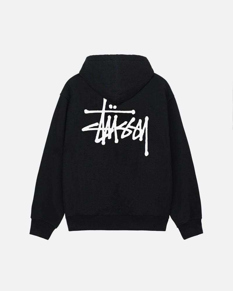 Sweat a Capuche Stussy Basic Stüssy Zip Noir | OXB-86142191