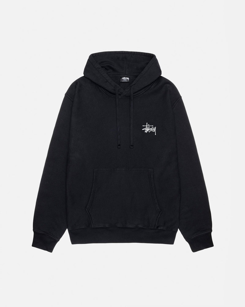 Sweat a Capuche Stussy Basic Stüssy Pigment Dyed Noir | JJE-79317438