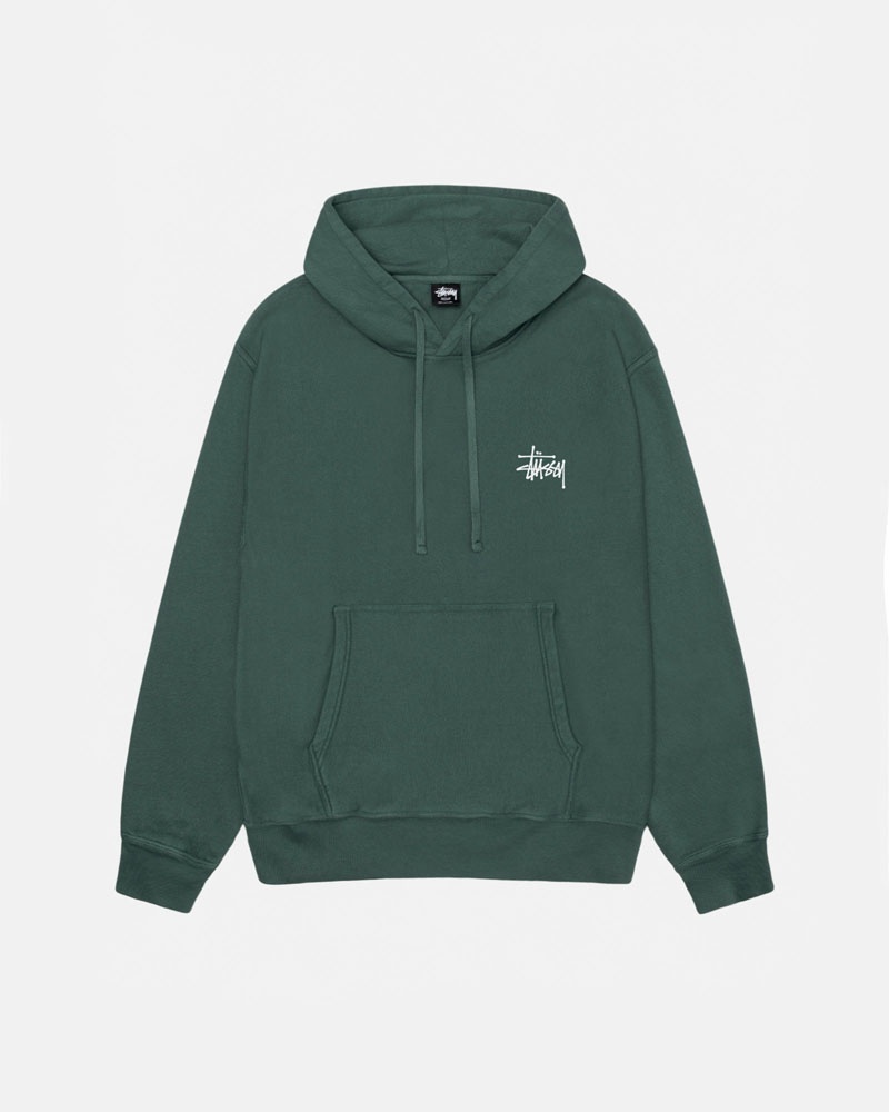 Sweat a Capuche Stussy Basic Stüssy Pigment Dyed Vert | PUZ-06210882