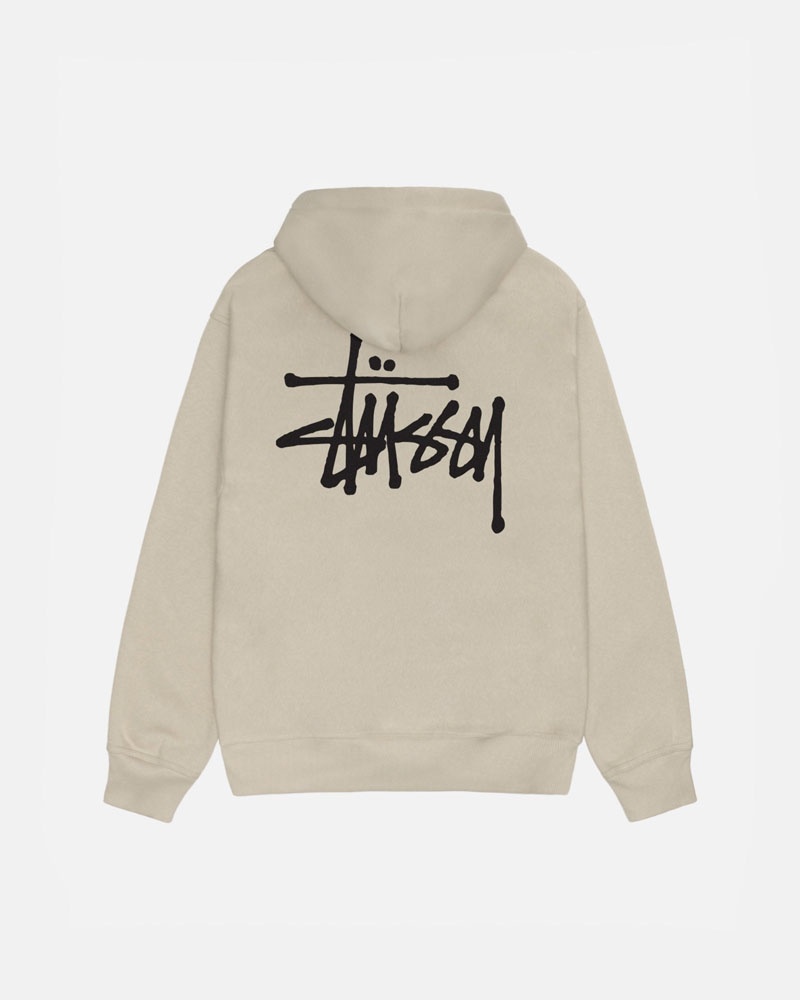 Sweat a Capuche Stussy Basic Stüssy Zip Kaki | FDO-65057865