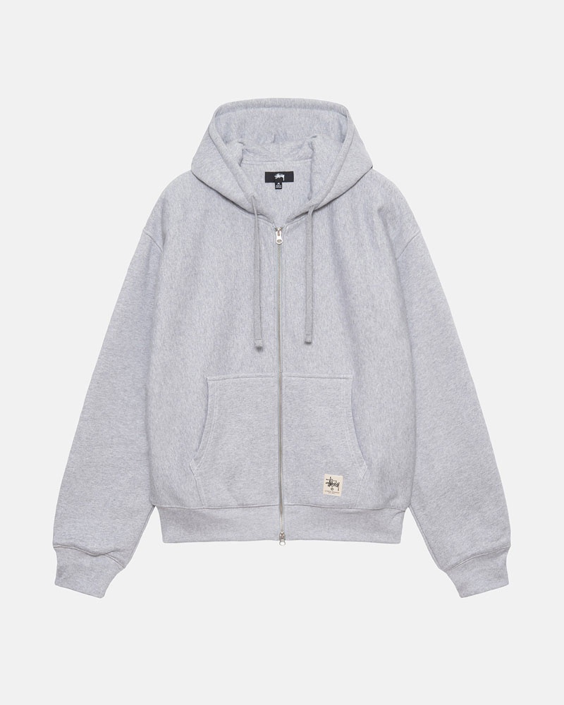 Sweat a Capuche Stussy Double Face Label Zip Grise | FFV-69393936