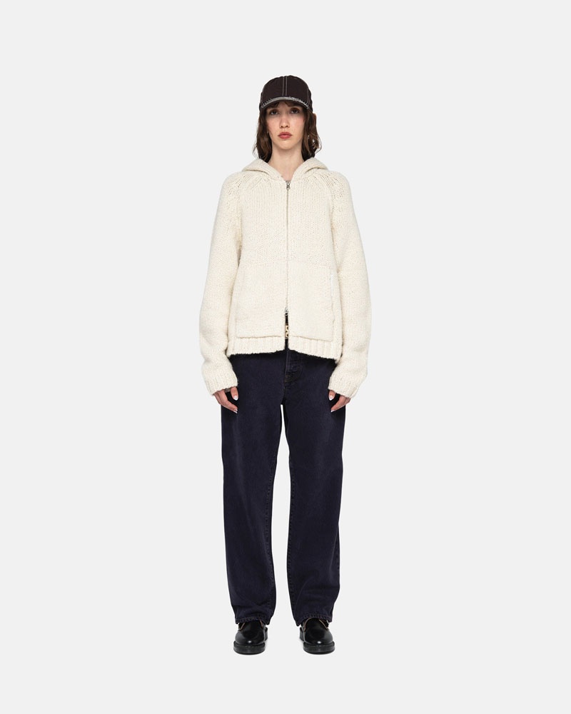 Sweat a Capuche Stussy Chunky Knit Zip Blanche | LQH-11459298