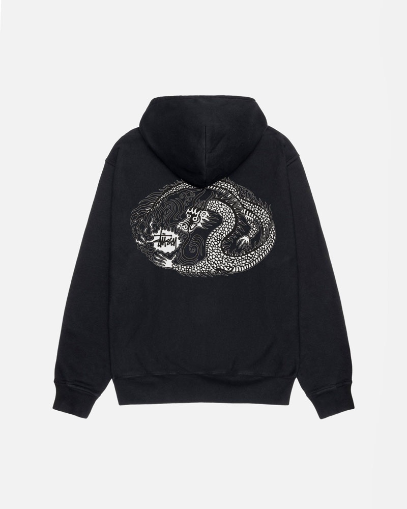 Sweat a Capuche Stussy Mosaic Dragon Pigment Dyed Noir | DUE-76714917