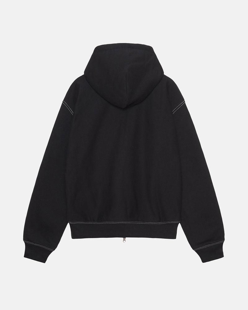 Sweat a Capuche Stussy Double Face Label Zip Noir | TSD-87109692