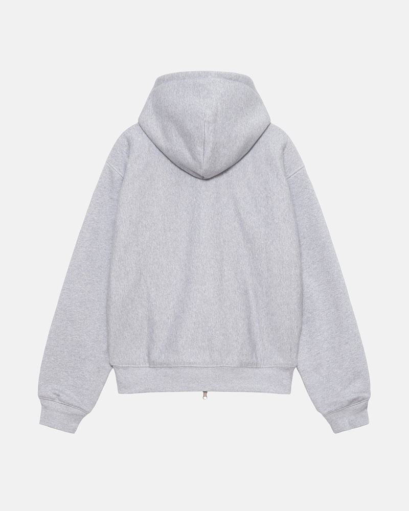 Sweat a Capuche Stussy Double Face Label Zip Grise | FFV-69393936