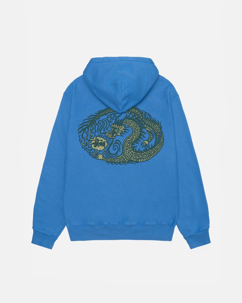 Sweat a Capuche Stussy Mosaic Dragon Pigment Dyed Bleu | IZR-41673563