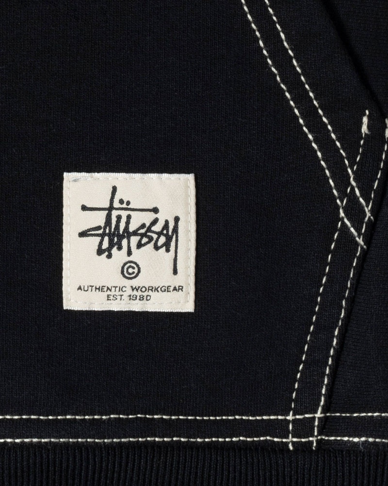 Sweat a Capuche Stussy Double Face Label Zip Noir | TSD-87109692