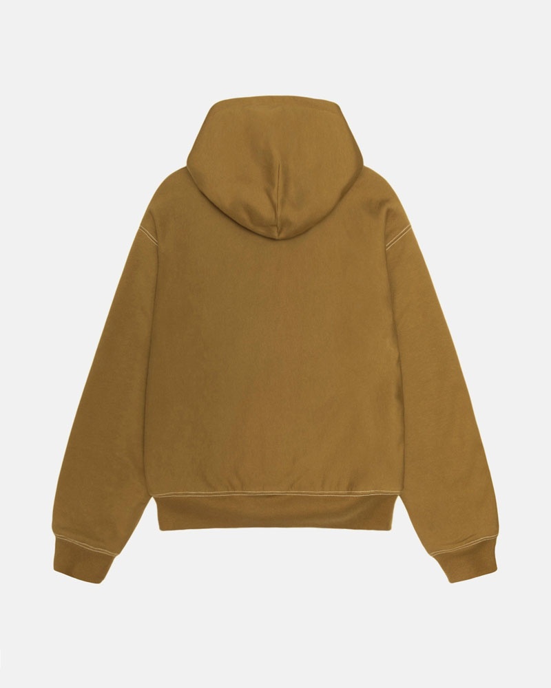 Sweat a Capuche Stussy Double Face Label Zip Vert Olive | KKC-60494710