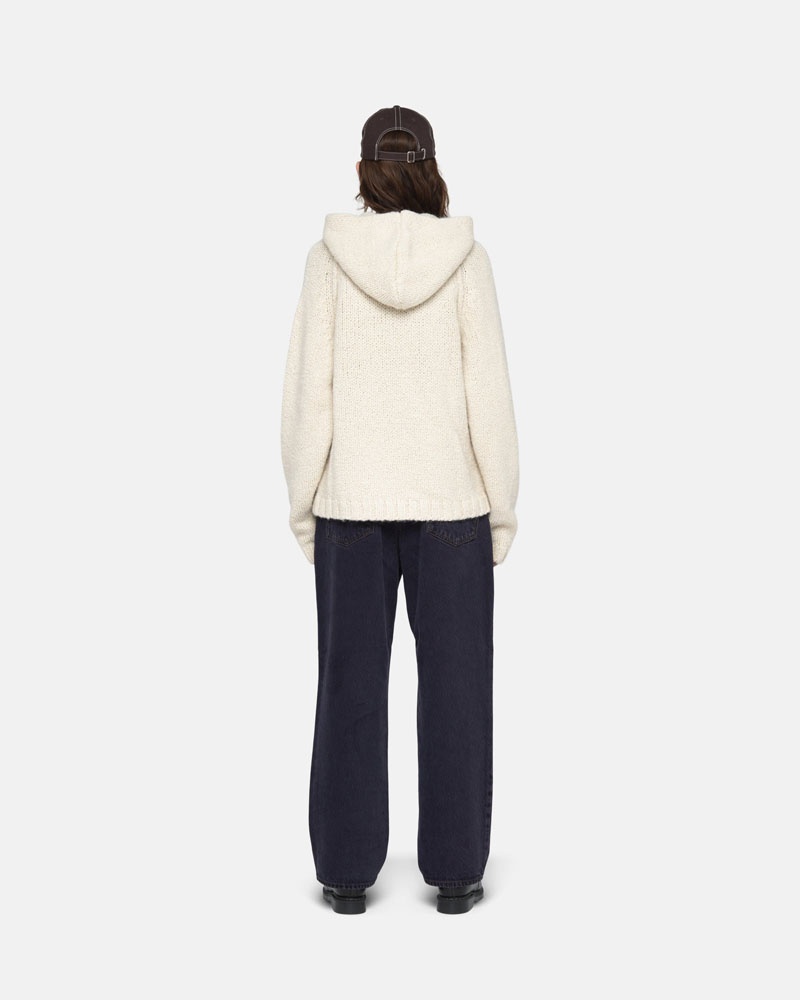 Sweat a Capuche Stussy Chunky Knit Zip Blanche | LQH-11459298